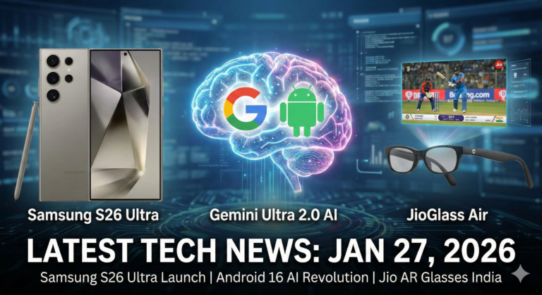 Latest Tech News Today Jan 27 2026 Samsung S26 Ultra Gemini AI JioGlass